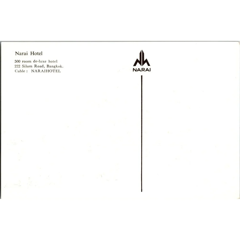 Vintage Narai Hotel Bangkok Postcard 500 Room Deluxe Silom‎ Rd